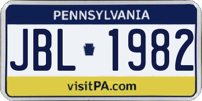 PA license plate JBL1982