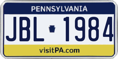 PA license plate JBL1984