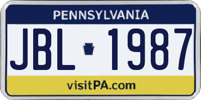 PA license plate JBL1987