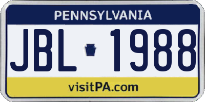 PA license plate JBL1988