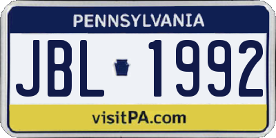 PA license plate JBL1992