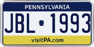 PA license plate JBL1993