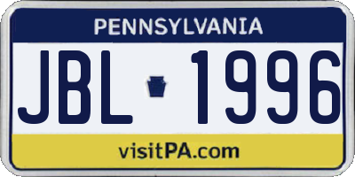 PA license plate JBL1996