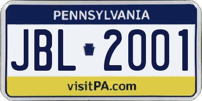 PA license plate JBL2001