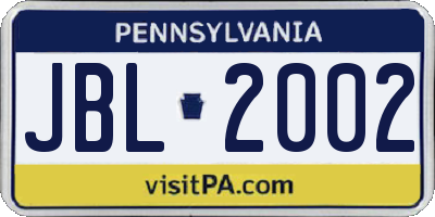 PA license plate JBL2002