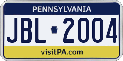 PA license plate JBL2004