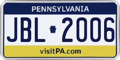 PA license plate JBL2006