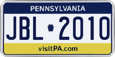 PA license plate JBL2010