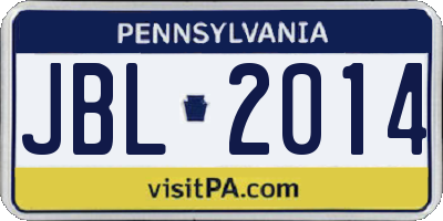 PA license plate JBL2014