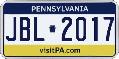 PA license plate JBL2017