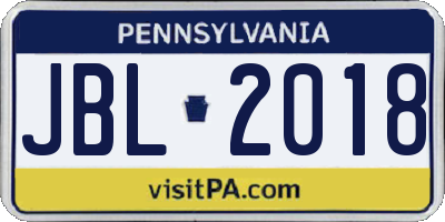 PA license plate JBL2018