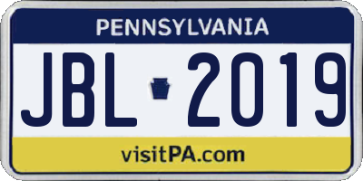 PA license plate JBL2019