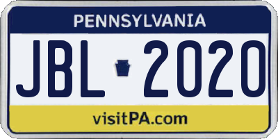 PA license plate JBL2020