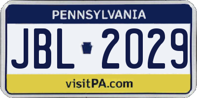 PA license plate JBL2029