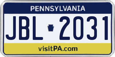 PA license plate JBL2031