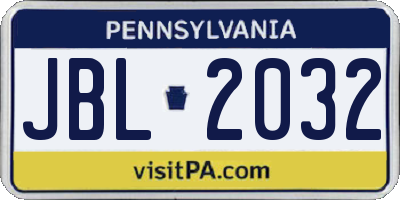 PA license plate JBL2032