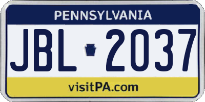 PA license plate JBL2037