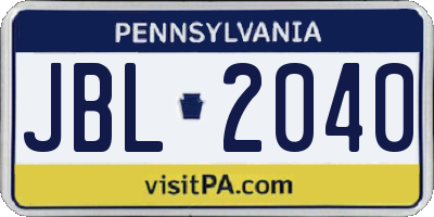 PA license plate JBL2040