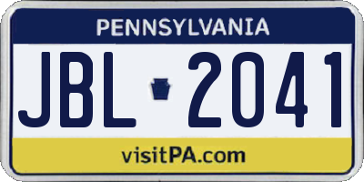 PA license plate JBL2041