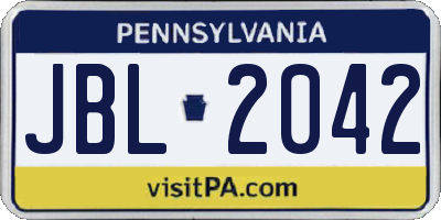 PA license plate JBL2042