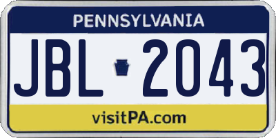 PA license plate JBL2043