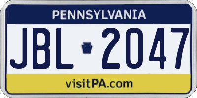 PA license plate JBL2047