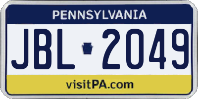 PA license plate JBL2049