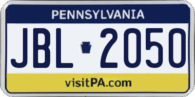 PA license plate JBL2050