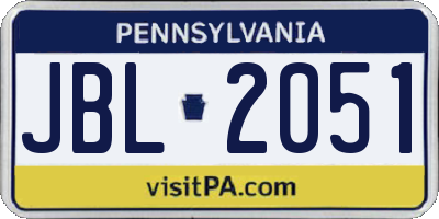 PA license plate JBL2051