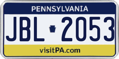 PA license plate JBL2053