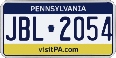 PA license plate JBL2054