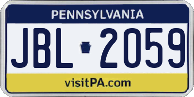 PA license plate JBL2059