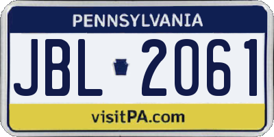 PA license plate JBL2061