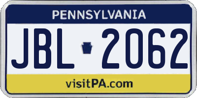 PA license plate JBL2062