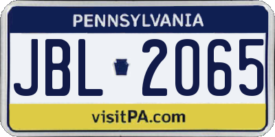 PA license plate JBL2065