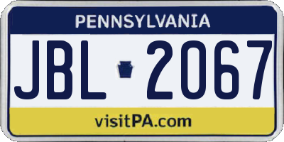 PA license plate JBL2067