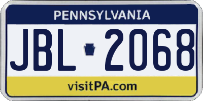 PA license plate JBL2068