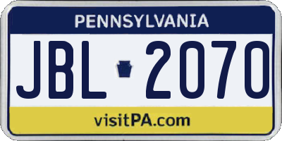 PA license plate JBL2070