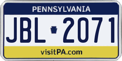 PA license plate JBL2071