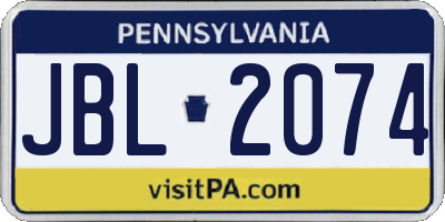 PA license plate JBL2074