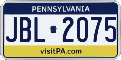 PA license plate JBL2075