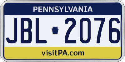 PA license plate JBL2076