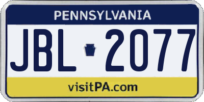 PA license plate JBL2077