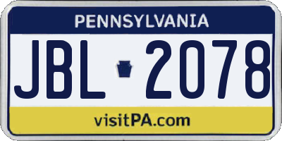 PA license plate JBL2078