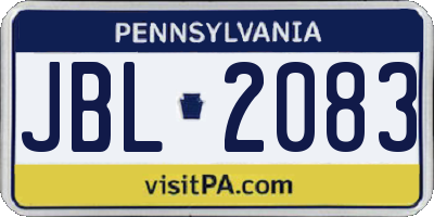 PA license plate JBL2083