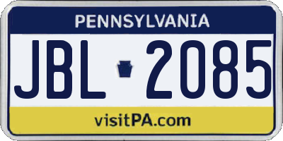 PA license plate JBL2085