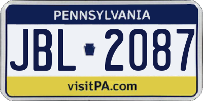 PA license plate JBL2087