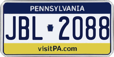 PA license plate JBL2088