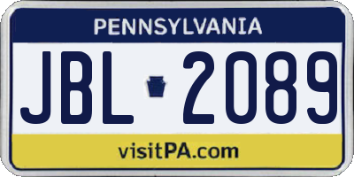 PA license plate JBL2089