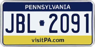 PA license plate JBL2091